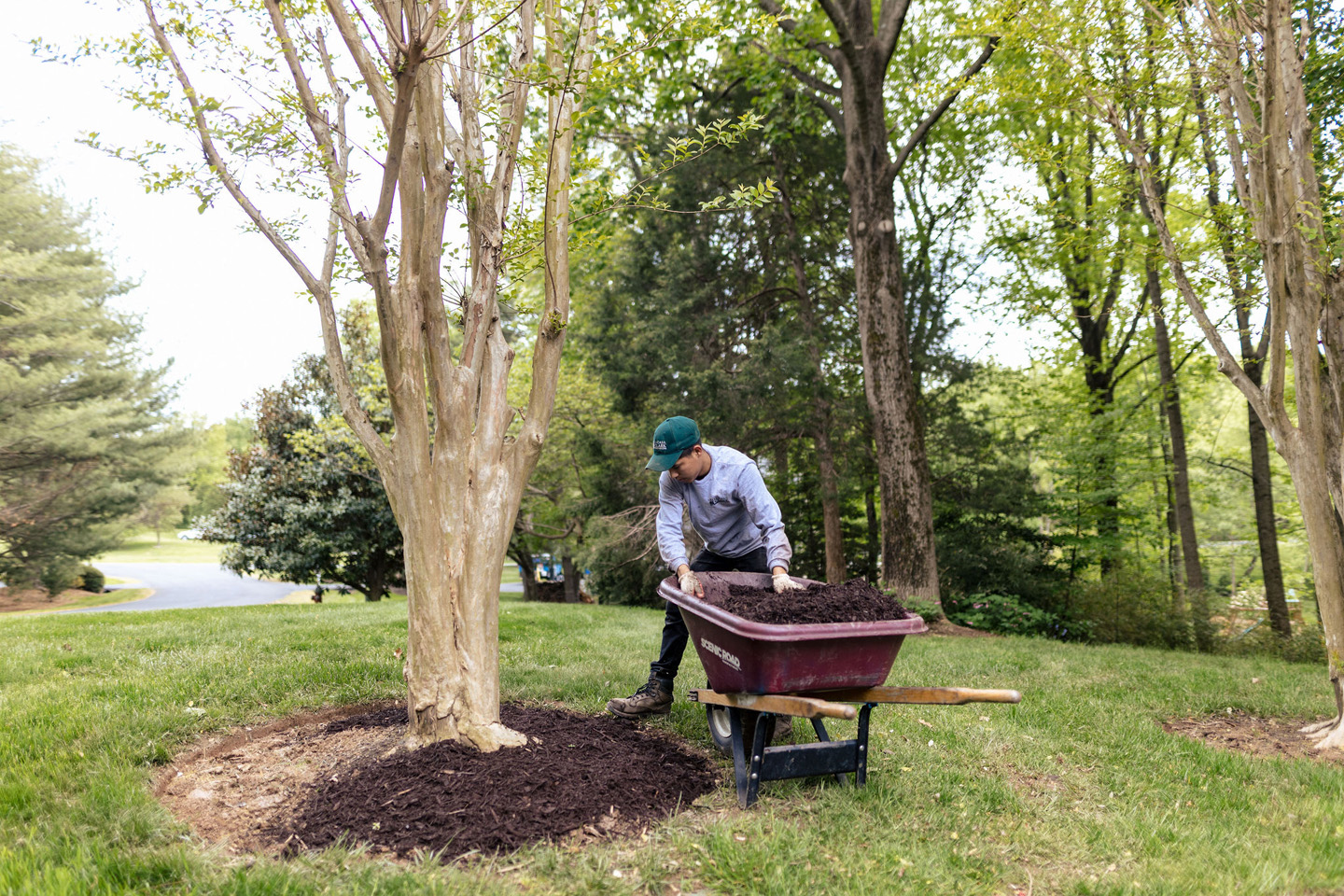 L&C Grounds mulching commercial property 